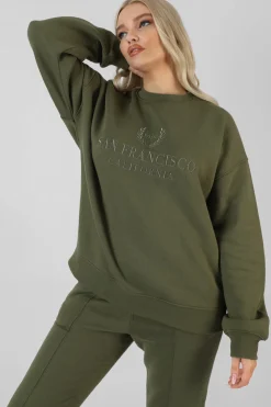 Public Desire Oversized Embroidered Sweatshirt | Women Sweatshirt & Hoodies