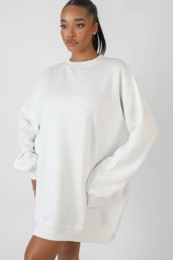 Public Desire Oversized Embroidered Tonal Sweatshirt Dress | Women Sweatshirt & Hoodies