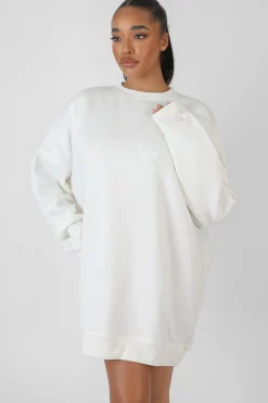 Public Desire Oversized Embroidered Tonal Sweatshirt Dress | Women Sweatshirt & Hoodies