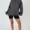 Public Desire Oversized Exposed Seam Detail Sweatshirt Dark Grey | Women Sweatshirt & Hoodies