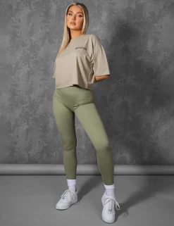 Public Desire Oversized Fit Qr Detail Cropped T-Shirt Elm | Women Tops