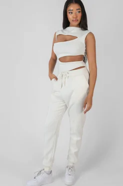 Public Desire Oversized Fit Seam Front 90S Joggers Ecru | Women Jogger & Leggings
