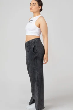 Public Desire Oversized Fit Split Front Seam Detail Wide Leg Joggers Acid Wash | Women Jogger & Leggings