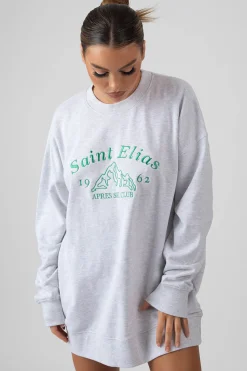 Public Desire Oversized Graphic Sweater Dress Grey | Women Sweatshirt & Hoodies