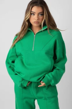 Public Desire Oversized Half Zip Pullover Sweat | Women Sweatshirt & Hoodies