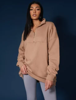 Public Desire Oversized Half Zip Pullover Sweat Dress | Women Dresses