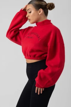 Public Desire Oversized High Neck Embroide Slogan Cropped Sweatshirt | Women Sweatshirt & Hoodies