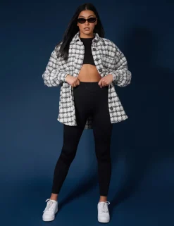 Public Desire Oversized Houndstooth Shacket | Women Outerwear & Jackets