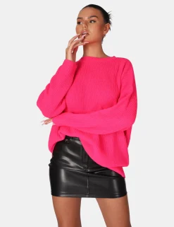 Public Desire Oversized Knitted Crew Neck Jumper | Women Knitwear