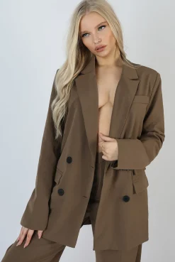 Public Desire Oversized Longline Double Breasted Pocket Detail Blazer | Women Outerwear & Jackets