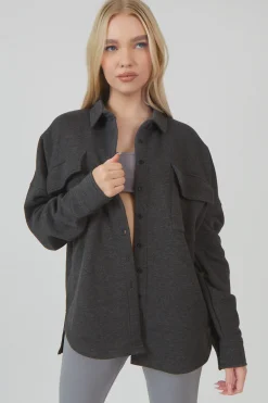 Public Desire Oversized Pocket Front Shacket Acid Wash | Women Tops