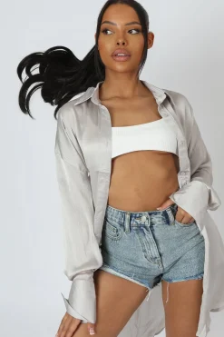 Public Desire Oversized Satin Shirt | Women Tops
