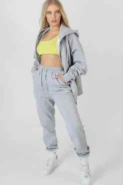 Public Desire Oversized Zip Through Hoodie Grey | Women Sweatshirt & Hoodies