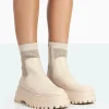 Public Desire Paloma Boucle Knit Platform Chunky Sole Sock Ankle Boots | Women Chunky Boots