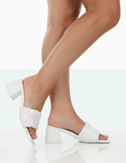 Public Desire Play Nice Pu Woven Square Toe Block Mid Heeled Sandals | Women Heeled Mules