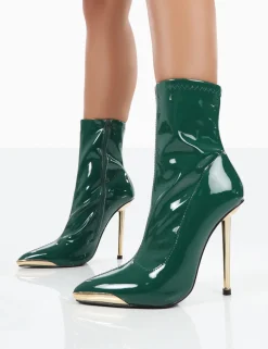 Public Desire Player Patent Stiletto Heel Ankle Boots | Women Ankle Boots
