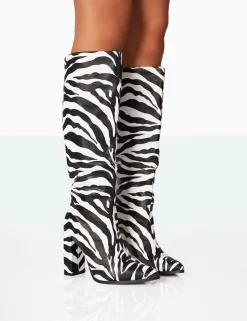 Public Desire Posie Pu Knee High Block Heel Boots | Women Knee High Boots