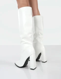 Public Desire Posie Pu Knee High Block Heel Boots | Women Knee High Boots
