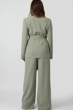 Public Desire Premium Tie Waist Wide Leg Trousers | Women Tailoring