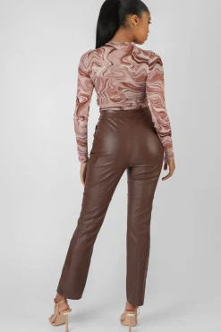 Public Desire Printed Mesh Ruched Front Crop Top | Women Tops