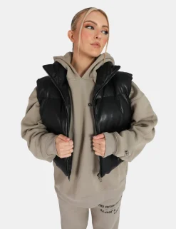 Public Desire Pu Cropped Gilet | Women Outerwear & Jackets