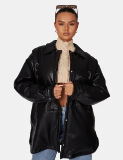 Public Desire Pu Padded Shacket | Women Outerwear & Jackets