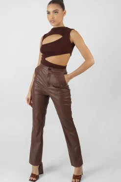 Public Desire Pu Seam Front Split Detail Trousers | Women Trousers