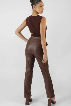 Public Desire Pu Seam Front Split Detail Trousers | Women Trousers