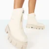 Public Desire Puffy Nylon Zip Up Chunky Sole Snow Ankle Boots | Women Chunky Boots