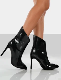 Public Desire Quinn Patent Heeled Stiletto Ankle Boots | Women Heeled Boots