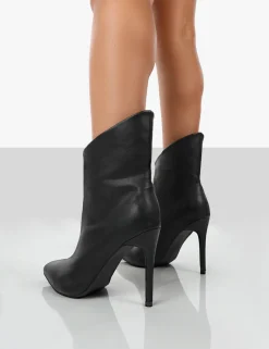Public Desire Quinn Pu Heeled Stiletto Ankle Boots | Women Heeled Boots