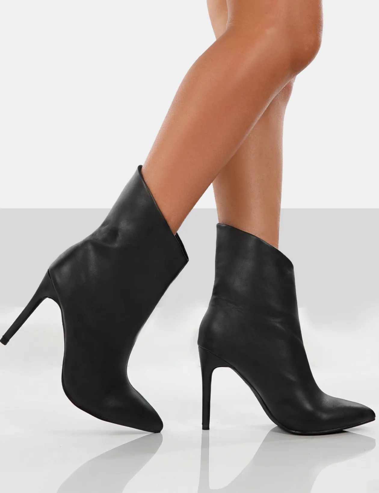 Public Desire Quinn Pu Heeled Stiletto Ankle Boots | Women Heeled Boots