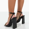 Public Desire Rae Wide Fit Patent Buckle Detail Block Heels | Women Wide Fit Heels
