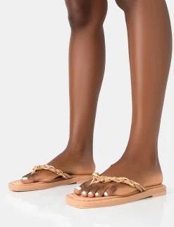 Public Desire Retreat Pu Chain Strap Flip Flop Sandals | Women Festival Sandals