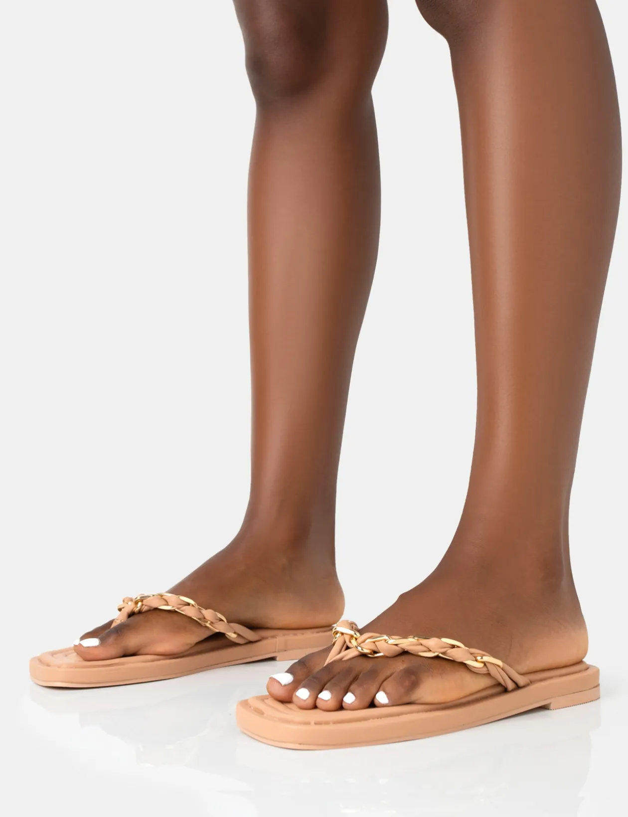 Public Desire Retreat Pu Chain Strap Flip Flop Sandals | Women Festival Sandals