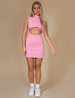 Public Desire Rib Cut Out Bodycon Mini Dress | Women Dresses