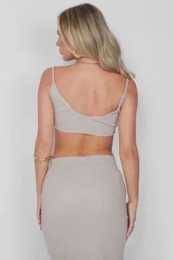 Public Desire Ribbed Bralet Stone | Women Tops