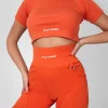 Public Desire Ribbed Cropped Kaiia Sport T-Shirt Sunset | Women Tops
