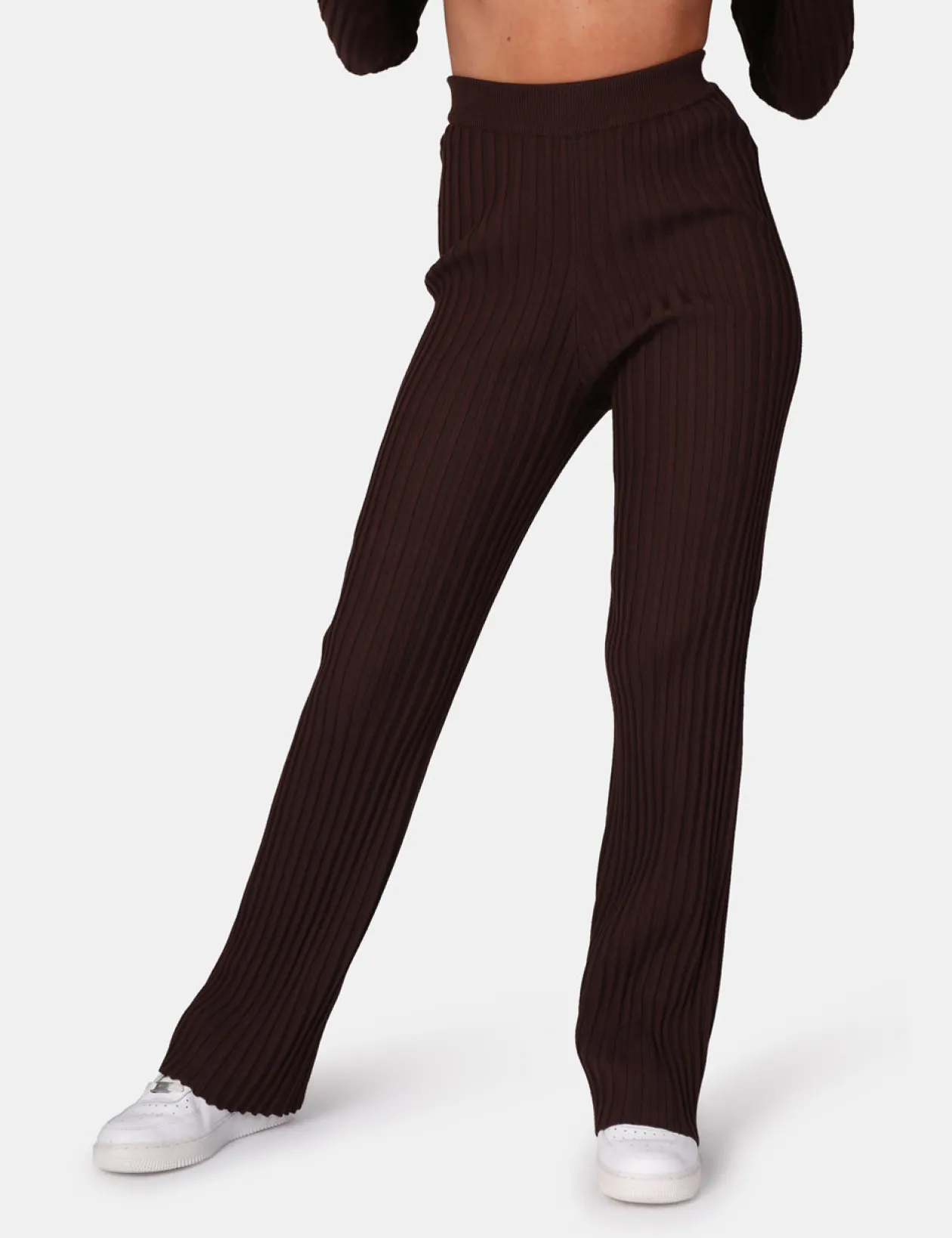 Public Desire Ribbed Knitted Wide Leg Trousers | Women Knitwear