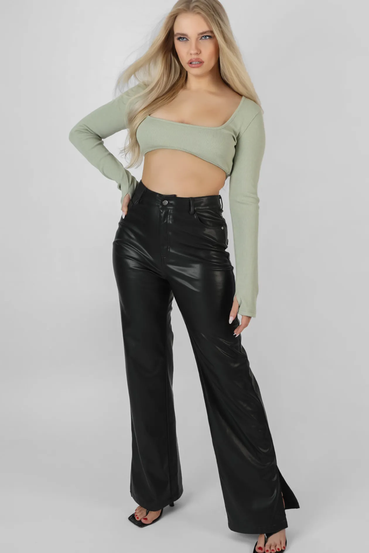 Public Desire Ribbed Underbust Square Neck Crop Top | Women Tops