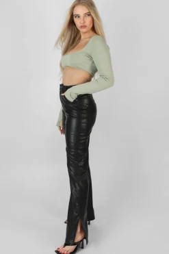 Public Desire Ribbed Underbust Square Neck Crop Top | Women Tops
