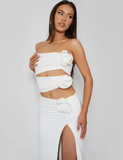 Public Desire Rose Detail Cut Away Bandeau Top | Women Tops