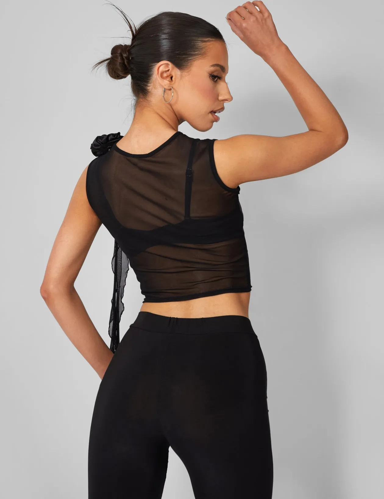 Public Desire Rose Detail Sleeveless Mesh Top | Women Tops