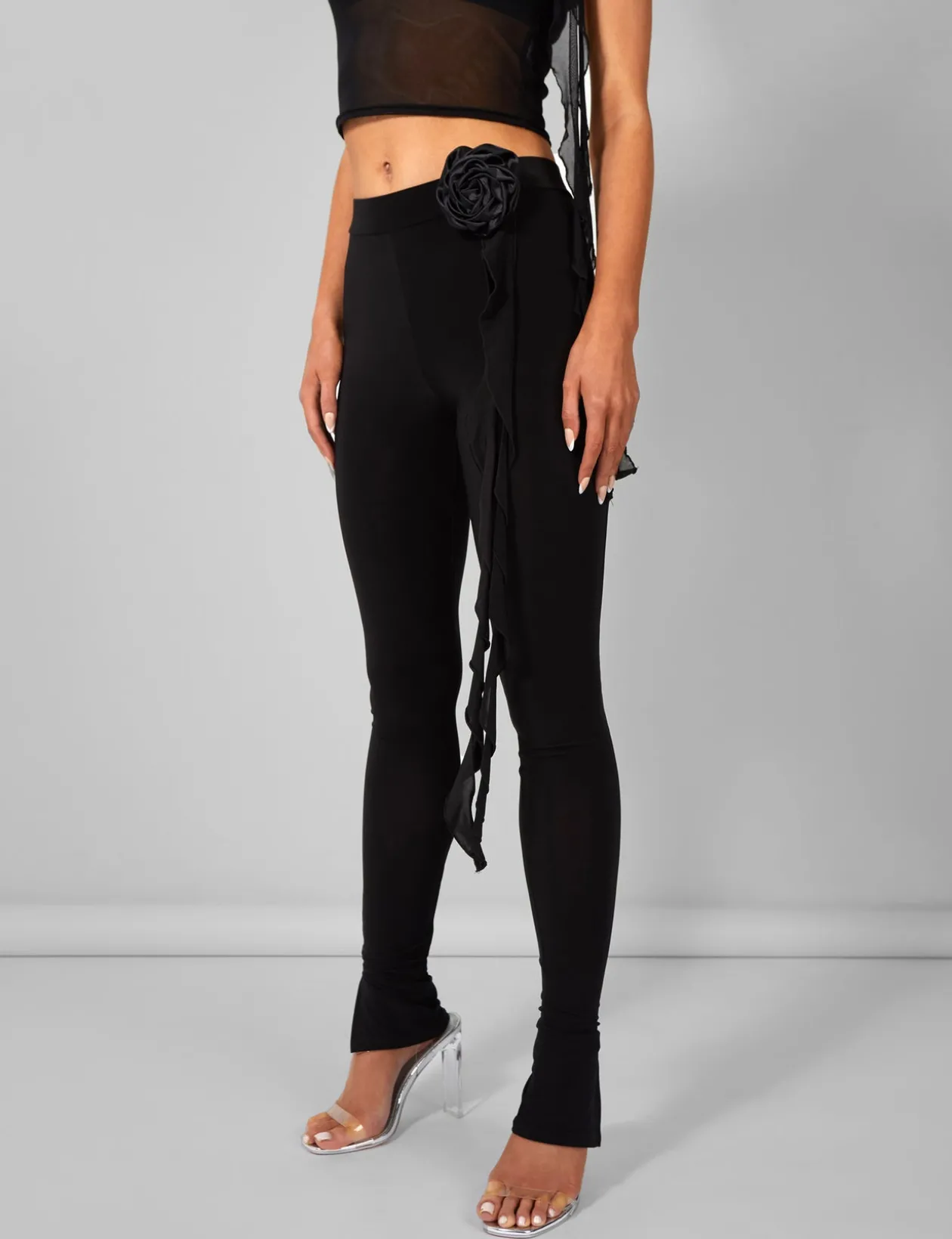 Public Desire Rose Detail Slinky Trouser | Women Trousers