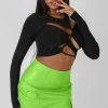 Public Desire Ruched Long Sleeve Cutaway Top | Women Tops