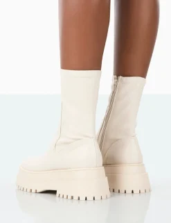 Public Desire Rusty Pu Chunky Sole Platform Sock Ankle Boots | Women Chunky Boots