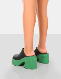 Public Desire Sandi Pu Chunky Sole Block Heeled Mules | Women Chunky Boots