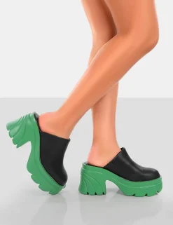 Public Desire Sandi Pu Chunky Sole Block Heeled Mules | Women Chunky Boots
