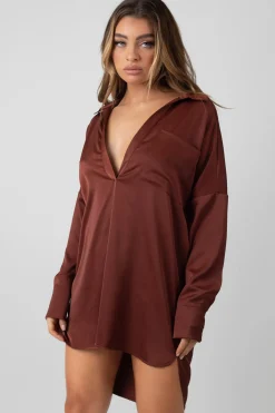 Public Desire Satin Shirt Dress | Women Dresses