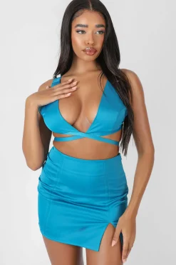 Public Desire Satin Strappy Triangle Bralet | Women Tops
